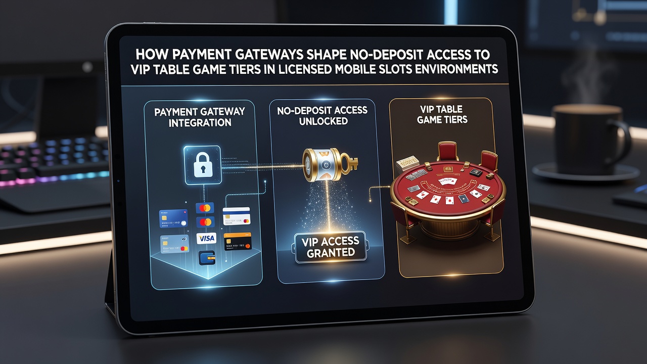 Diagram dat toont hoe betalingsgateways VIP-niveaus koppelen aan no-deposit bonussen in mobiele casino apps